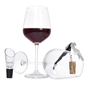 Wine Glasses Set Lead-Free Crystal Wine Glasses Set of 2 with Bottle Opener, Wine Stopper, Glass Marker, Wine Pourer Decanter- Wedding Gift or Engagement Gift for Couples, Him Her, Newlyweds, Mr Mrs