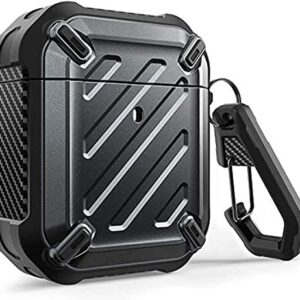 SUPCASE Unicorn Beetle Pro Series Case Designed for Airpods 1 & 2, Full-Body Rugged Protective Case with Carabiner for Apple Airpods 1st & 2nd (Black)