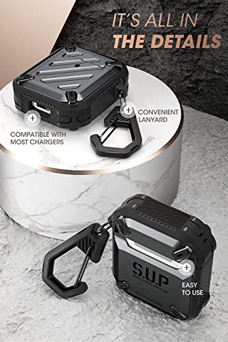 SUPCASE Unicorn Beetle Pro Series Case Designed for Airpods 1 & 2, Full-Body Rugged Protective Case with Carabiner for Apple Airpods 1st & 2nd (Black)