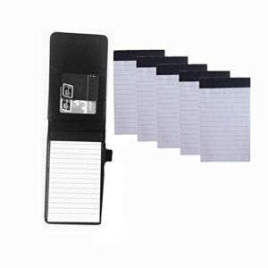 Leoyoubei Mini Pocket Notepad Holder Included with 50 Lined Sheets,Refillable,with Notebook Refills,Memo Book Refills 5 Pack 3x5 Inch Sized Writing Pad with 30 Lined Paper Per Note Pad Black