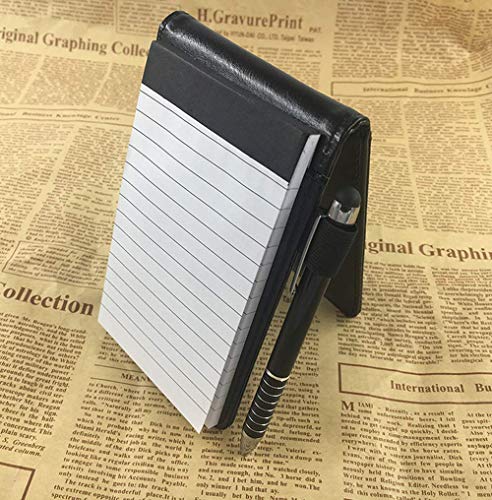 Leoyoubei Mini Pocket Notepad Holder Included with 50 Lined Sheets,Refillable,with Notebook Refills,Memo Book Refills 5 Pack 3x5 Inch Sized Writing Pad with 30 Lined Paper Per Note Pad Black