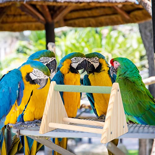 POPETPOP Bird Stand Rack - Chicken Perch Chicken Wood Stand Chicken Toy for Hens Handmade Chicken Swing Bird Perch Stand Toy for Parrot Hens Macaw