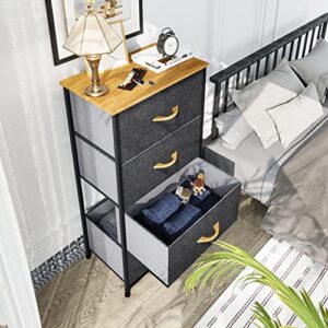 YITAHOME Dresser with 4 Drawers - Fabric Storage Tower, Organizer Unit for Bedroom, Living Room, Hallway, Closets & Nursery - Sturdy Steel Frame, Wooden Top & Easy Pull Fabric Bins