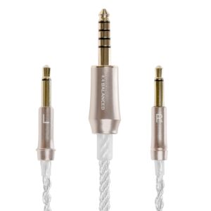 meze audio | 99 series silver plated upgrade balanced cable 4.4mm jack | headphones hifi cable replacement 4.4mm male to dual ts mono 3.5mm male connector plug | cable length 1.2m/3.9ft