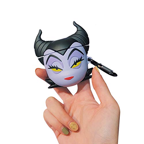 Aikeduo for Airpods 2 Case Cute Funny Cartoon Character Cool Keychain Design Silicone Soft Skin Fashion Girls Boys for Airpods Case (Maleficent)
