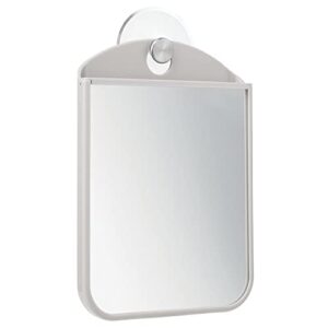 mdesign bathroom shower suction fog away shaving mirror - light gray/brushed