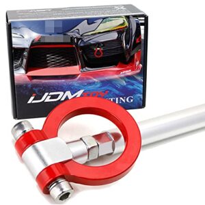 ijdmtoy red track racing style tow hook ring compatible with 2020-up toyota supra gr, made of lightweight aluminum