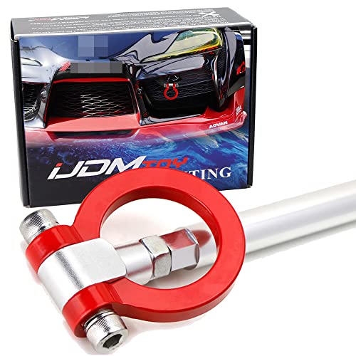 iJDMTOY Red Track Racing Style Tow Hook Ring Compatible with 2020-up Toyota Supra GR, Made of Lightweight Aluminum