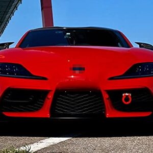 iJDMTOY Red Track Racing Style Tow Hook Ring Compatible with 2020-up Toyota Supra GR, Made of Lightweight Aluminum