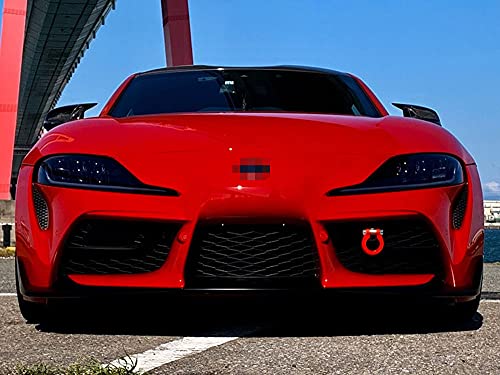 iJDMTOY Red Track Racing Style Tow Hook Ring Compatible with 2020-up Toyota Supra GR, Made of Lightweight Aluminum