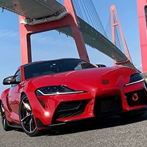 iJDMTOY Red Track Racing Style Tow Hook Ring Compatible with 2020-up Toyota Supra GR, Made of Lightweight Aluminum