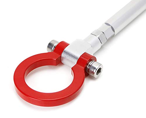 iJDMTOY Red Track Racing Style Tow Hook Ring Compatible with 2020-up Toyota Supra GR, Made of Lightweight Aluminum