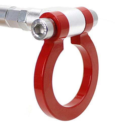 iJDMTOY Red Track Racing Style Tow Hook Ring Compatible with 2020-up Toyota Supra GR, Made of Lightweight Aluminum