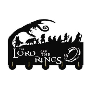 the lord of the rings key hooks-unque movie band decor wall hooks heavy duty 20lb(max),wall décor,wood coat hooks,black key holder,key hanger for wall、entryway and kitchen