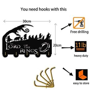 The Lord of The Rings Key Hooks-Unque Movie Band Decor Wall Hooks Heavy Duty 20LB(Max),Wall Décor,Wood Coat Hooks,Black Key Holder,Key Hanger for Wall、Entryway and Kitchen