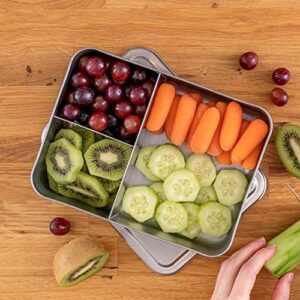 WeeSprout 18/8 Stainless Steel Bento Box (Large) - 3 Compartment Metal Lunch Box, for Kids & Adults, Bonus Dip Container, Fits in Lunch & Work Bags, Dishwasher & Freezer Friendly