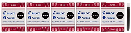 Pilot Namiki IC100 Fountain Pen Ink Cartridge, Black, 12 Cartridges per Pack, 5 Pack
