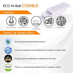 Eco Hi-Ball Refrigerator & Closet Cosmile - Air Purifying Bioceramic Balls - Purification and Odor Eliminator and Absorber for Closet, Fridge, Wardrobe, Shoe Rack, Bathroom, Bedroom, Office, Home, Car