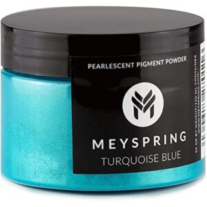 meyspring turquoise blue mica powder - 50g - epoxy resin color pigment - teal mica powder for resin ocean art, river tables, woodworking - cosmetic grade