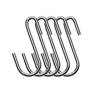 onlykxy silver stainless steel heavy duty s hooks use in kitchen, bathroom, bedroom and office, handing hooks for kitchenware, spoons, pans pots, utensils, clothes, bags, towels, plants, set of 5