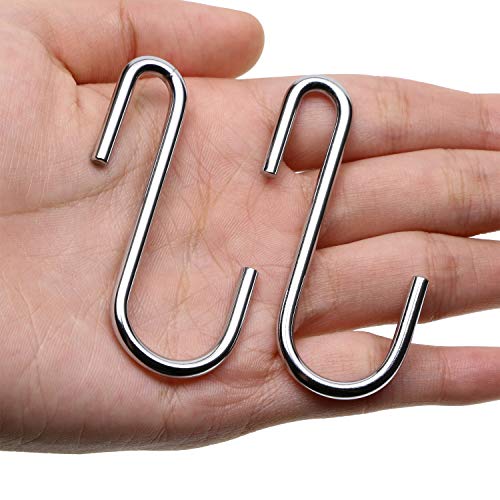 ONLYKXY Silver Stainless Steel Heavy Duty S Hooks Use in Kitchen, Bathroom, Bedroom and Office, Handing Hooks for Kitchenware, Spoons, Pans Pots, Utensils, Clothes, Bags, Towels, Plants, Set of 5