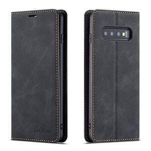 eyzutak premium pu leather flip folio case for samsung galaxy s8, protective case with kickstand card slot magnetic closure shockproof wallet cover for samsung galaxy s8 - black
