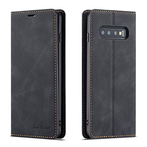 EYZUTAK Premium PU Leather Flip Folio Case for Samsung Galaxy S8, Protective Case with Kickstand Card Slot Magnetic Closure Shockproof Wallet Cover for Samsung Galaxy S8 - Black