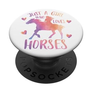just a girl who loves horses watercolor horse western rider popsockets popgrip: swappable grip for phones & tablets popsockets standard popgrip