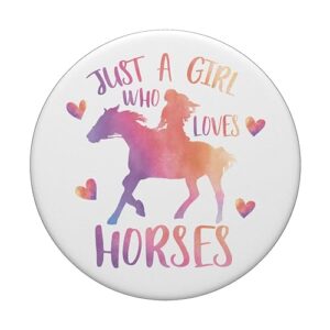 Just a Girl Who Loves Horses Watercolor Horse Western Rider PopSockets PopGrip: Swappable Grip for Phones & Tablets PopSockets Standard PopGrip