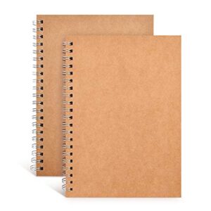 KeLiTi Blank Spiral Notebook with Soft Cover,Blank Journal,Blank Sketch Book Pad, Wirebound Notebook Planner Memo Notepads Diary with Unlined Paper,100 Pages/ 50 Sheets, 7.5 inch x 5.1 inch (Brown)