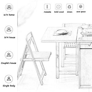 Folding table and chair-Small Household Storage Retractable 1.45m Dining Table and Dining Table, 4-6 People, Cherry Color