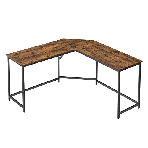 VASAGLE L-Shaped Computer Desk, 58-Inch Corner Desk for Study, Home Office Writing Workstation, Gaming Table, Space-Saving, Easy Assembly, Industrial Design, Rustic Brown and Black ULWD73X