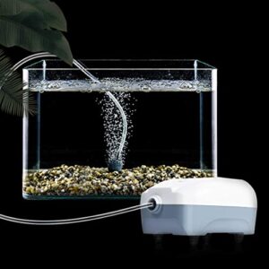 HITOP Single Outlet Aquarium Air Pump, Fish Tank Aerator with Accessories, Quiet Oxygen Pumpfor Small Tank up to 15gallon (Single Outlet)