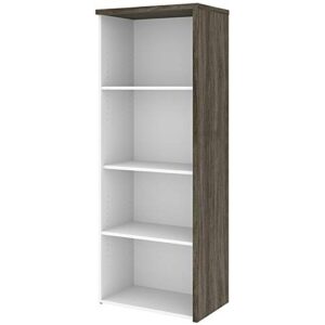 bestar gemma 4 shelf bookcase in walnut gray and white