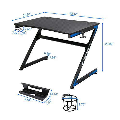 YIGOBUY Computer Desk Workstation Gaming PC Desk Home Office Student Table with Cup & Headphone Holder, Writing Table