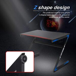 YIGOBUY Computer Desk Workstation Gaming PC Desk Home Office Student Table with Cup & Headphone Holder, Writing Table