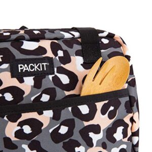 PackIt Freezable Hampton Lunch Bag, Wild Leopard Gray, Built with EcoFreeze Technology, Collapsible, Reusable, Zip Closure with Front Pocket and Shoulder Straps, Perfect for Tweens and Adults