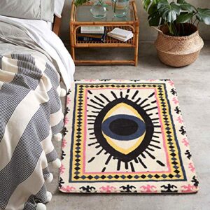 HAOCOO Evil Eye Area Rugs 2’x3’ Non-Slip Tribal Style Small Throw Rugs Super Soft Velvet Creative Accent Distressed Floor Carpet for Door Mat Entryway Bedroom Decor