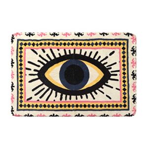 HAOCOO Evil Eye Area Rugs 2’x3’ Non-Slip Tribal Style Small Throw Rugs Super Soft Velvet Creative Accent Distressed Floor Carpet for Door Mat Entryway Bedroom Decor