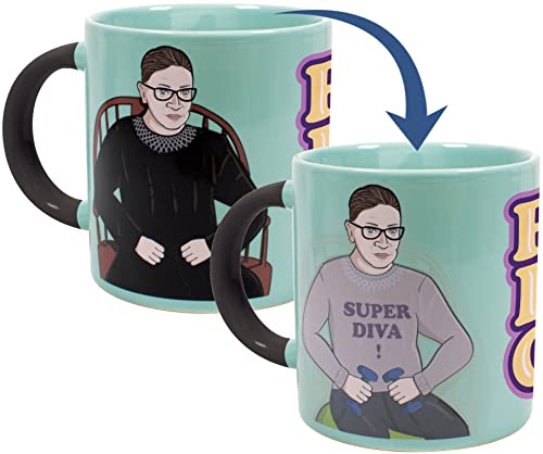 Ruth Bader Ginsburg Heat Changing Mug - Add Coffee and RBG Changes from Judicial Robes to Workout Gear