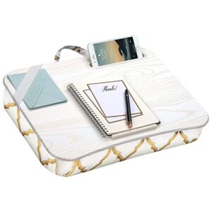 lapgear designer lap desk with phone holder and device ledge - gold quatrefoil - fits up to 15.6 inch laptops - style no. 45416