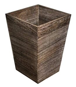 farwood designs farmhouse style torched wood waste bin trash can for bedroom, living room, bathroom & office