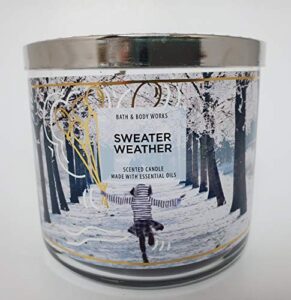 white barn bath & body works sweater weather candle scented 3-wick 14.5 oz