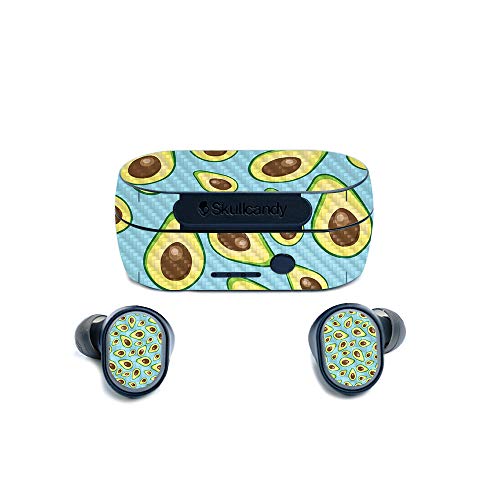 MightySkins Carbon Fiber Skin for SkullCandy Sesh True Wireless Earbuds - Blue Avocados | Protective, Durable Textured Carbon Fiber Finish | Easy to Apply, Remove, and Change Styles | Made in The USA