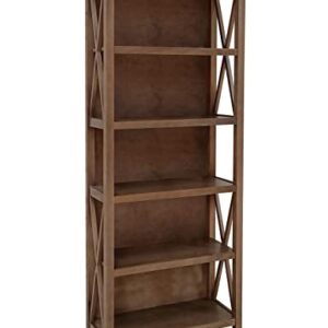 Amazon Brand – Stone & Beam 5-Shelf Bookcase, 75"H, Weathered Oak Finish