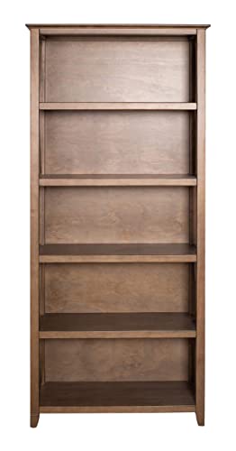 Amazon Brand – Stone & Beam 5-Shelf Bookcase, 75"H, Weathered Oak Finish