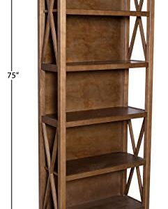 Amazon Brand – Stone & Beam 5-Shelf Bookcase, 75"H, Weathered Oak Finish