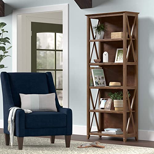 Amazon Brand – Stone & Beam 5-Shelf Bookcase, 75"H, Weathered Oak Finish