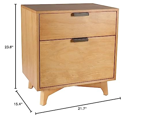 Amazon Brand – Stone & Beam Mid-Century 2-Drawer Cabinet, 21.7"W, Pine Finish