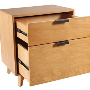 Amazon Brand – Stone & Beam Mid-Century 2-Drawer Cabinet, 21.7"W, Pine Finish